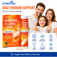 Comprimés effervescents de vitamine C 1000 mg, zinc et vitamine D3, renforce l'immunité, favorise la croissance et le développement, protège la peau et les cheveux, végétalien, OEM