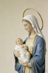 تمثال مادونا مع الطفل مطلي بالذهب، منحوتة ملاك دينية مصنوعة يدويًا من الراتنج، سلسلة تحف زخرفية للمنزل - Product Image 4