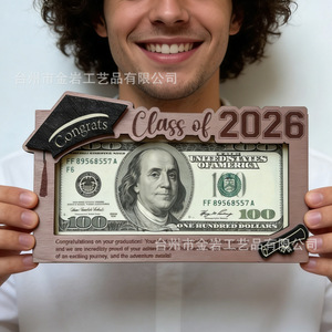 Wooden Cash Clip Personalized Wallet Wooden Gift New Cross-border Product 2026 European and American University Graduation - Product Image 1