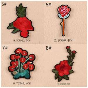 China Embroidery Manufacturer Custom Embroidered Red Flower Rose Patch - Product Image 3