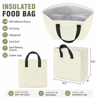 Sac isotherme écologique beige robuste, auto-adhésif, imperméable, avec logo personnalisé en gros, sac à lunch de haute qualité