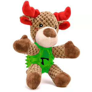 Jouets pour chiens en gros, durables, qui distribuent de la nourriture, en forme de Père Noël et Bonhomme de neige, jouets à mâcher en peluche couineurs pour Noël - Product Image 4