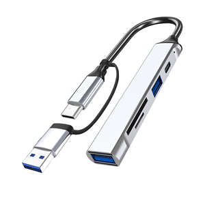 Station d'accueil 5 en 1 haute vitesse 5 Gbps en alliage d'aluminium, hub <span class=keywords><strong>USB</strong></span>-<span class=keywords><strong>C</strong></span>, lecteur de cartes TF/MicroSD/<span class=keywords><strong>SD</strong></span>, USB3.0, USB2.0, en stock - Product Image 6