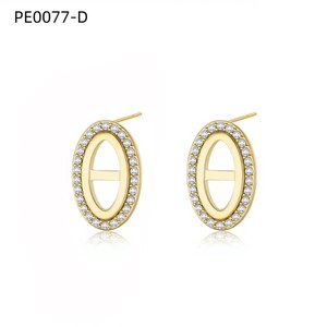 ต่างหูแฟชั่นประดับเซอร์โคเนียสตั๊ด PE0077 สำหรับผู้หญิงเครื่องประดับคุณภาพสูง - Product Image 2