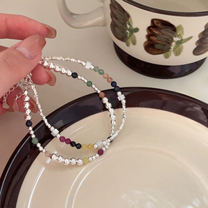 S925 Sterling Silver Beaded <b>Bracelet</b> With Colored Natural Stones Women's Fashion Jewelry Gift - Product Image 2