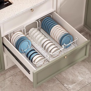 Escurridor de platos extraíble de acero inoxidable, estilo cajón cuadrado, para gabinetes de cocina. - Product Image 1