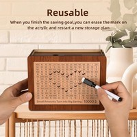 Tirelire en bois éducative personnalisable à assembler soi-même pour enfants, avec compartiments pour euros et dollars et marqueur.