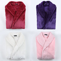 Robe de nuit pour femmes en flanelle de couleur unie, épaisse et longue, taille plus, automne-hiver