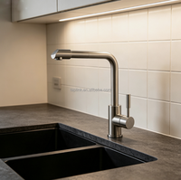 Nouveau Robinet de Cuisine Mural Monocommande en Acier Inoxydable 304 Brossé Chromé avec Mitigeur et Douchette Extensible