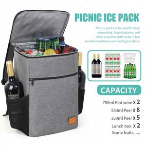 Large Capacity Portable Fresh-Keeping Thick Aluminum Foil Outdoor Insulation Picnic Ice <b>Cooler</b> Pack Lunch Bag <b>Backpack</b> - Product Image 4
