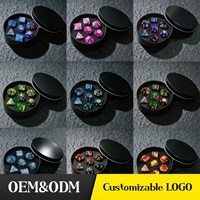 Ensemble de dés en acrylique de 16 mm, 7 pièces, avec logo personnalisé et boîte en métal, directement de l'usine, pour les jeux de rôle Dungeons & Dragons