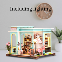 Kit de Casa de Muñecas en Miniatura Estilo Vintage con Luz LED, Kit de Modelo de Casa Pequeña de Madera 3D para Adultos