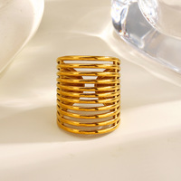 Trendige Mehrschichtige Edelstahl-Ringe im Chunky-Stil, Minimalistische Geometrische Vergoldete Ringe für Frauen, Jubiläums- und Hochzeitsgeschenke