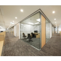 Partition murale en verre simple transparente pleine vue personnalisée cloison de bureau démontable en aluminium d'usine