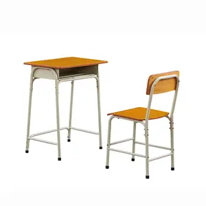 OEM/ODM良い価格長寿命金属木製シングル学生テーブルと椅子セット
