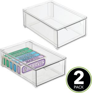 Plastic Makeup Jewelry Organizer Cosmetic Makeup Organizer Storage Box Stackable Clear Bin