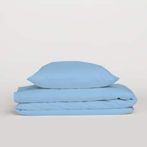 Ensemble de housse de couette 100% coton bleu clair, taille Queen UK 200x200cm - Product Image 1