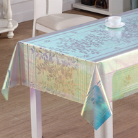 Nappe en PVC irisé RNPT avec un effet arc-en-ciel uni et une surface lisse et brillante pour les tables à manger à la maison