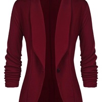 Blazer de bureau pour femmes, style costume d'affaires, manches longues, automne-printemps, taille cintrée, veste courte, col rabattu, bouton pour femmes