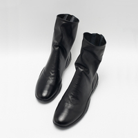 Bottes en cuir véritable imperméables pour femmes avec semelle en caoutchouc et fermeture à lacets