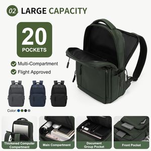 Sac à dos de voyage 17 pouces avec roulettes et poignée télescopique pour ordinateur portable, idéal pour les déplacements professionnels et les week-ends - Product Image 3