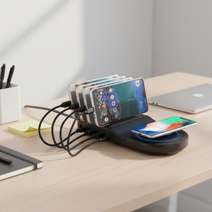 Station de recharge rapide pour <span class=keywords><strong>smartphone</strong></span>, portable, multi-USB, chargeur sans fil rapide pour téléphones portables et tablettes - Product Image 1