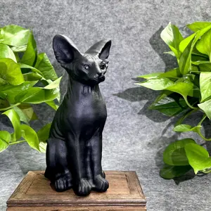 Kenny Crystals Wholesale Natural Crystal Stone Craft Big Animal Carving New Design Obsidian Large Egyptian Cat