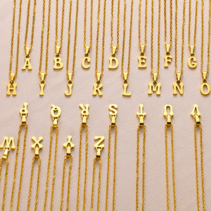 Mode acier inoxydable 26 initiale lettre breloques et pendentif accessoires acier inoxydable chanceux symbole collier cadeau d'anniversaire - Product Image 1