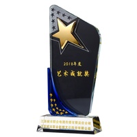 Trophée Étoile Métallique Personnalisable en Gros avec Plaque en Verre Optique, Décoration, Design, Logo Gravé au Laser, Cadeau d'Art Populaire Européen
