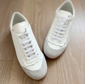 White Leather Suede Patchwork Low Top Sneakers Gum Rubber Sole Retro Casual <b>Walking</b> <b>Trainers</b> <b>For</b> Women Daily Streetwear Shoes - Product Image 1