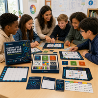 Jeu de société éducatif STEM modulaire personnalisé sans écran, avec défis logiques de codage et de circuit, en carton, pour l'apprentissage en classe des écoles