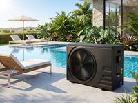 Chauffe-eau pour piscine à source d'air avec échangeur de chaleur en titane, ailettes bleues hydrophiles et manomètre intégré, 35 kW, gaz naturel