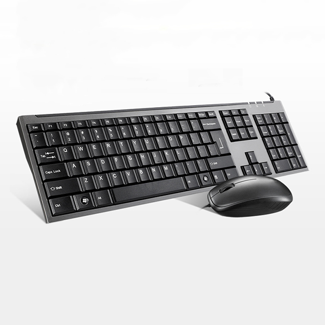 Hitam Keyboard dan Mouse ergonomis, tetikus komputer kabel Usb hitam 104 kunci