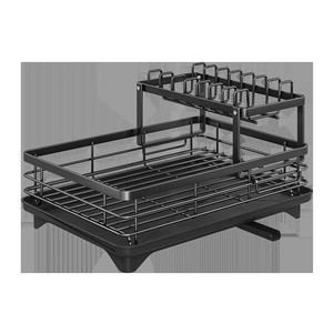 Factory Direct 2-stufiges kompaktes und tragbares Geschirr regal Rutsch festes Metall design mit Abfluss für die Aufbewahrung von Geschirr in der Küche - Product Image 4