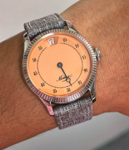 นาฬิกาข้อมือผู้ชาย Sapphire Crystal NEW Pierre Paulin Jumping Hour หน้าปัดสีแซลมอน ระบบอัตโนมัติ St17 นาฬิกาจักรกลวินเทจ พร้อมหน้าต่างแสดงวันที่ - Product Image 3