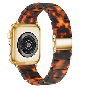 Apple Watch 6 7 8 SE 밴드 Apple 세라믹 밴드 용 이동식 남성 및 여성 팔찌 용 조정 가능한 수지 스마트 시계 스트랩