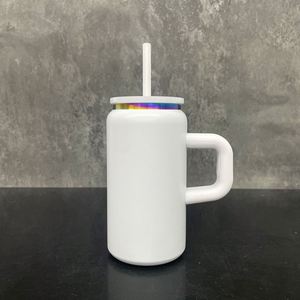 12 Pack Custom logo rainbow Plating 16oz Stainless Steel Insulated <b>Mason</b> <b>Jar</b> <b>with</b> Handle and Lids <b>Straw</b> for Laser Engrave - Product Image 2