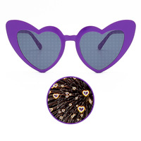 Lunettes de soleil unisexes à effet cœur personnalisées avec logo, lunettes de soleil en forme de cœur pour femmes, effet feux d'artifice