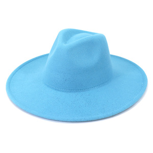 2023 Solid Color Polyester Cotton Vegan Material Large Brim Fedora <strong>Hat</strong> for Women <strong>Men</strong> Party Music <strong>Festival</strong> Fashion Fedora <strong>Hats</strong> - Product Image 6