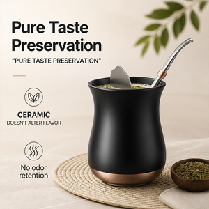 Juego de <span class=keywords><strong>Mate</strong></span> de Cerámica <span class=keywords><strong>Mate</strong></span> de 350ml con Base <span class=keywords><strong>Oro</strong></span> Rosa, Bombilla y Cuchara para Té - Product Image 2