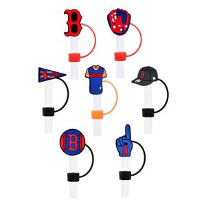 Tapas de Silicona para Pajitas Reutilizables, Tapas para Pajitas con Diseño del Equipo de Béisbol <span class=keywords><strong>RED</strong></span> <span class=keywords><strong>SOX</strong></span>, Protector de Polvo para Pajitas - Product Image 2
