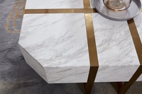 Table basse intelligente Nordic 1026, style moderne, en fer forgé et acier inoxydable avec finition marbre doré, meubles de salon pour usage domestique