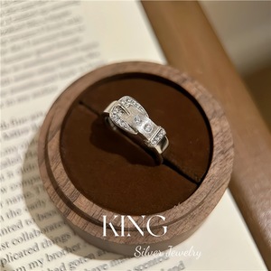 Bague Boucle de Ceinture en Argent Sterling S925 Micro-Pavé pour Femme, Bijou Tendance, Cadeau - Product Image 2