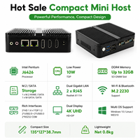 Mini PC Multifunción Linux con Procesador Intel Pentium J6426, 4 USB, 2 COM, 2 LAN, 2 HD, VGA, Triple Pantalla, Barebone, Sin Ventilador