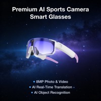 Kacamata Pintar Olahraga AI Premium Asisten Suara AI Kamera Aksi Sudut Pandang Pertama 8MP HD EIS Anti-Goyang 290mAh Transfer Wi-Fi Cepat