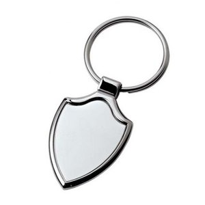 Porte-clés en métal en forme de bouclier avec plaque vierge pour personnalisation - Product Image 1
