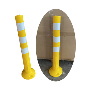 Delimitador de Tráfico Flexible Amarillo de 75 cm, Poste de Advertencia de <span class=keywords><strong>PU</strong></span> con Resorte - Product Image 1