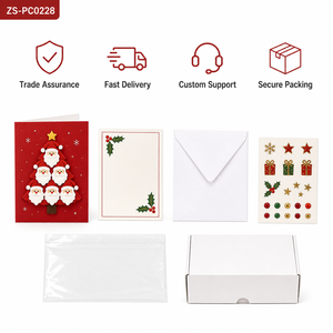Carte de Noël 3D Pop-up au design original ZS-PC0228, cheminée, sapin, traîneau du Père Noël, chaussettes, chat, découpée au laser - Product Image 6