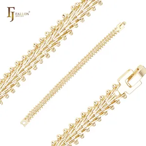 55100043 FJ Fallon Fashion Jewelry Luxurious complex link braceletsColor 14K Gold plated brass based
