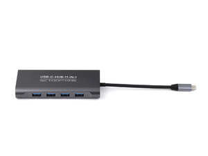 Hub USB-C 11-en-1 Waveshare, port Ethernet RJ45 100 Mbps, port HDMI haute définition 4K, double emplacement pour carte SD/TF, entrée PD 100 W K434 - Product Image 1